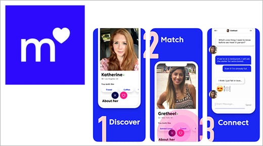 Match dating app logo and smartphone screenshots